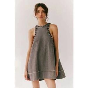 Free People mini Embellished Gray Swing Dress